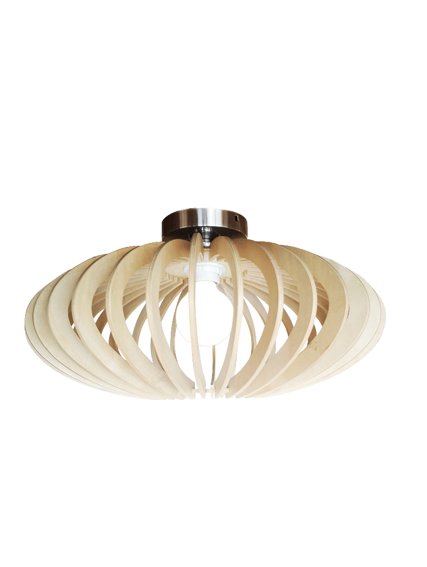 Curvato plafondlamp - 1 lichts - 45 cm - hout natuur