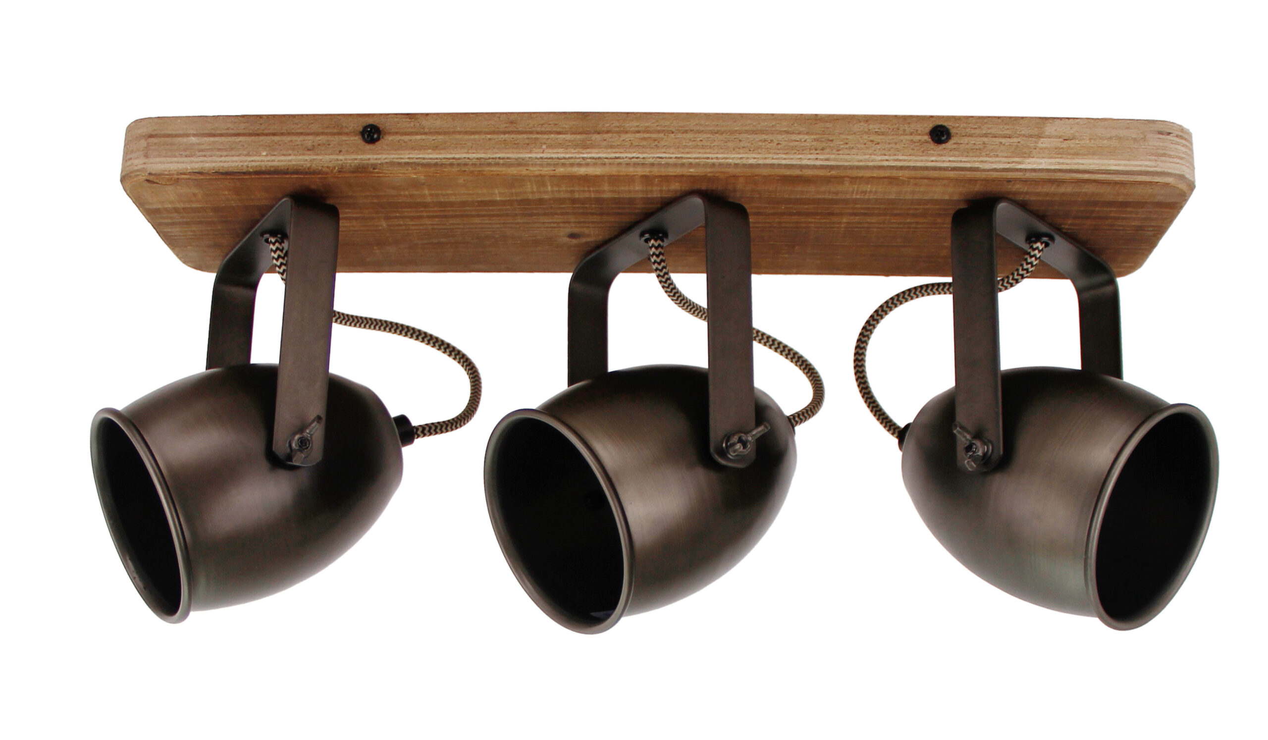 Dolce spot - 3 lichts - zwart black steel met vintage hout