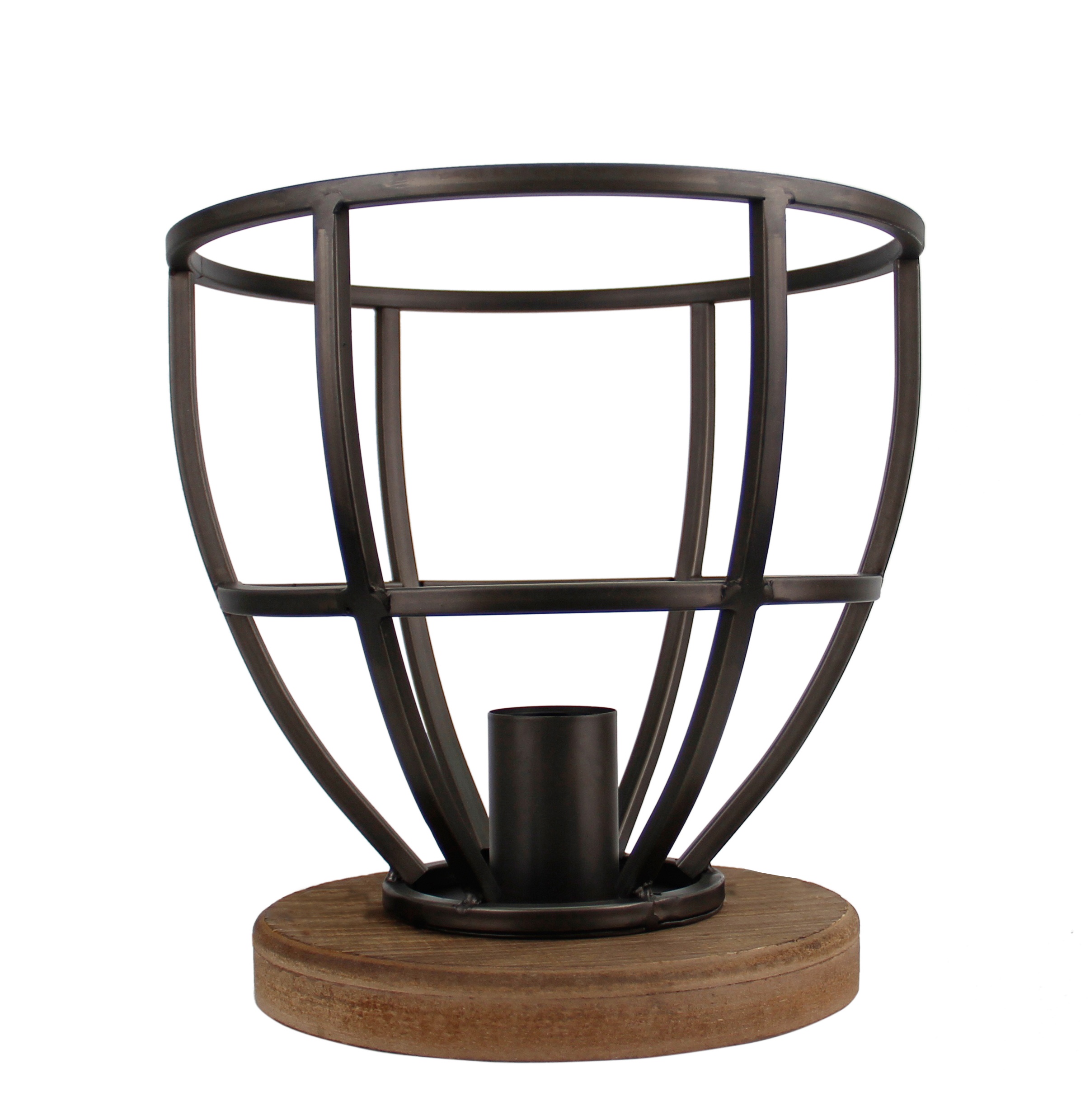 Aperto tafellamp - 25 cm - zwart black steel met vintage wood
