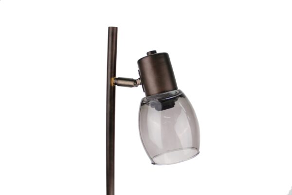 Sylvie tafellamp - 1 lichts - zwart black steel met vintage hout en smoke rookglas