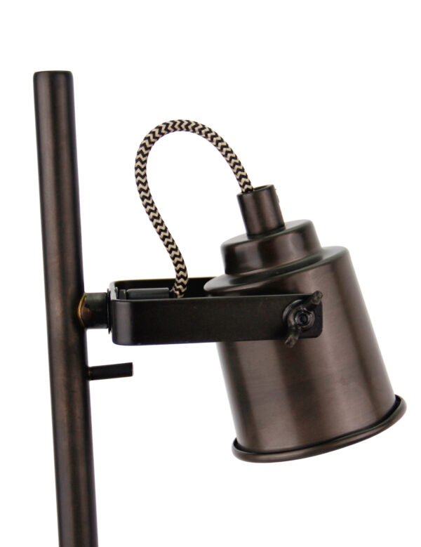 Tazza tafellamp - 1 lichts - zwart black steel met vintage hout