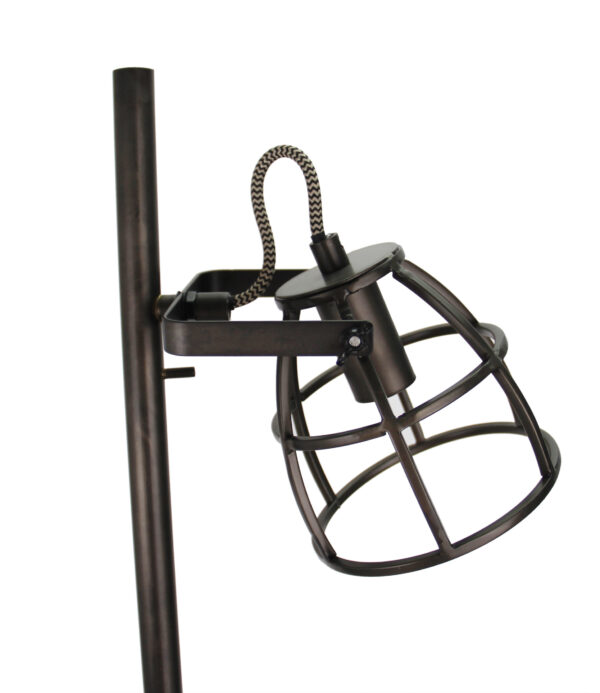 Aperto Staande lamp - 2 lichts - 11 cm - zwart black steel met vintage wood