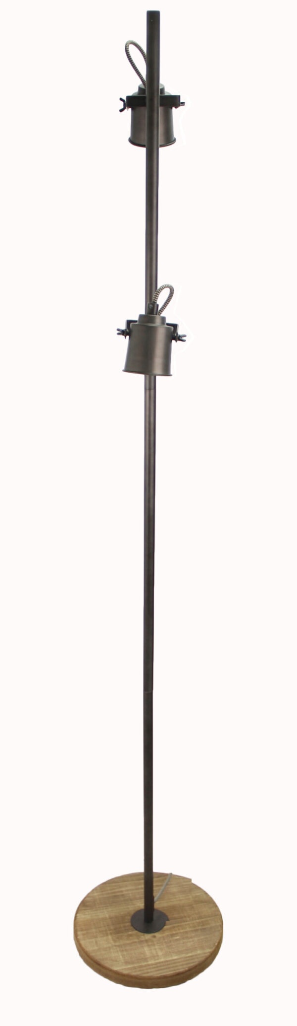 Tazza staande lamp - 2 lichts - zwart black steel met vintage hout