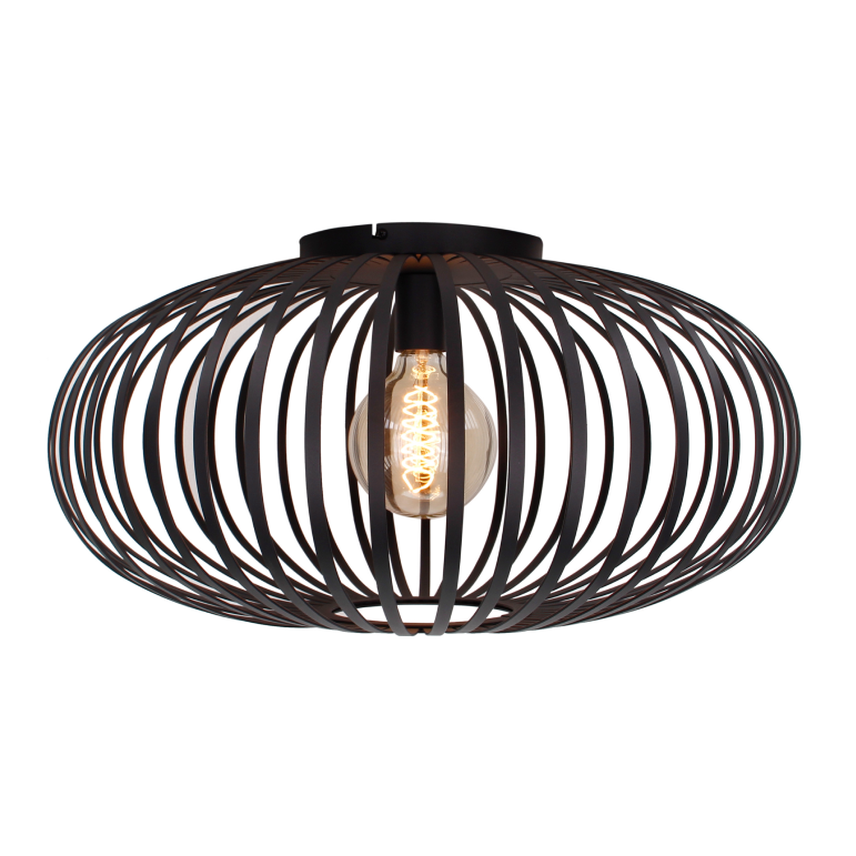 Chericoni Curvato plafondlamp, zwart, met een diameter van 60 cm. Modern en stijlvol design met 1 lichtbron voor grote ruimtes