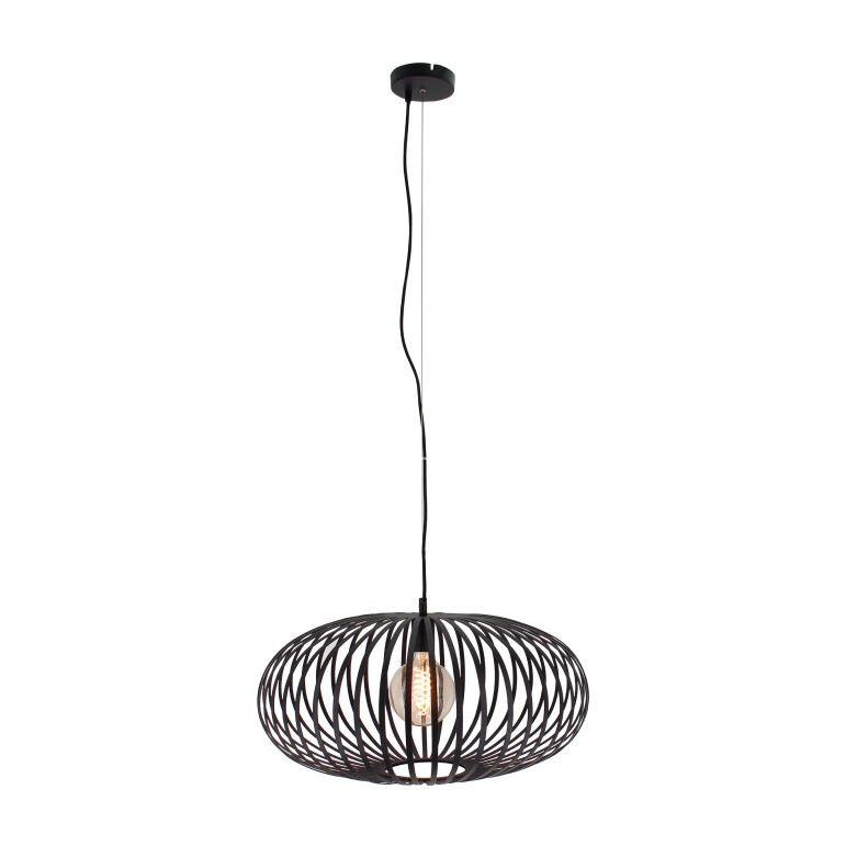 Grote zwarte Chericoni Curvato hanglamp, Ø60 cm. Voorzien van 1 lichtbron en E27 fitting, ideaal voor een eigentijds interieur.