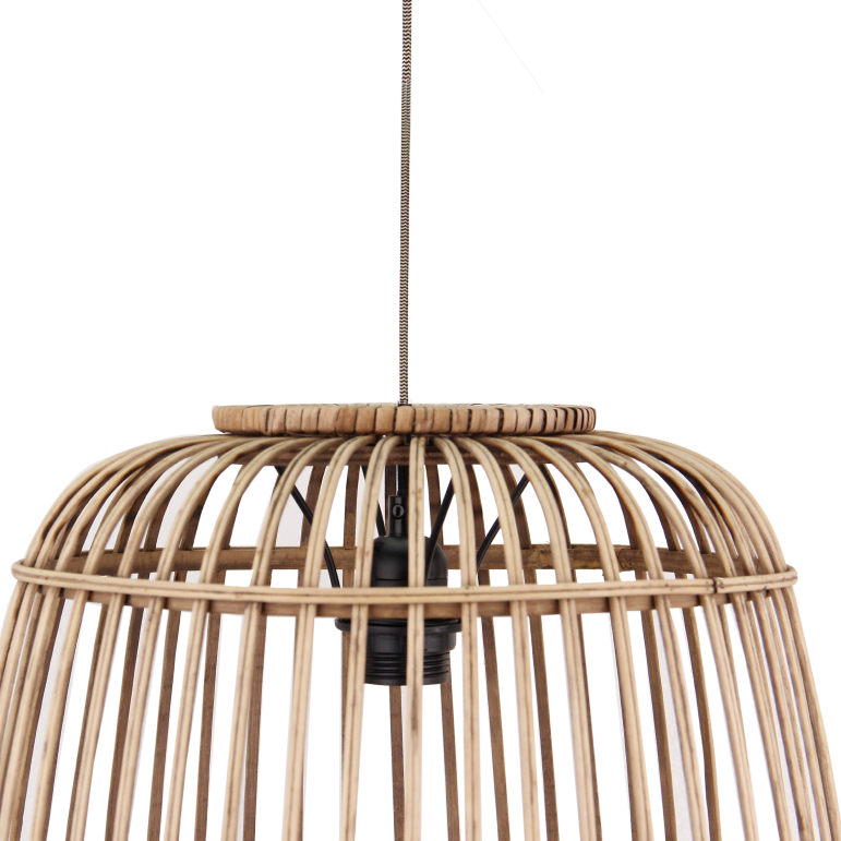 Lindby plafondlamp Yaelle, 40 cm, rotan, zwart, E27