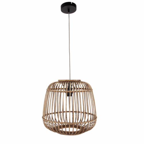 Detail van bamboe kap met FSC-keurmerk van de Chericoni Nature Trapeze Hanglamp