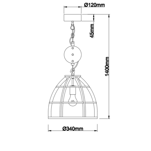 Stijlvolle Chericoni Aperto hanglamp, zwart en hout, Ø34 cm, 1 lichts, ideaal voor eigentijdse ruimtes.