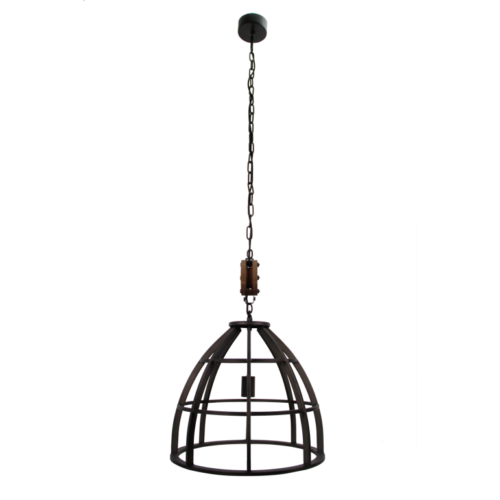 Zwarte Chericoni Aperto hanglamp, Ø47 cm, met houten detail en E27 fitting, 1 lichts.