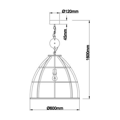 Stijlvolle Chericoni Aperto hanglamp, zwart en hout, Ø60 cm, perfect voor grote ruimtes.