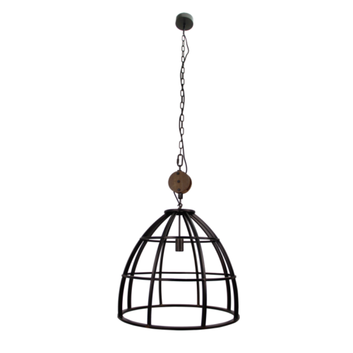 Zwarte Chericoni Aperto hanglamp, Ø60 cm, met houten detail, E27 fitting, moderne uitstraling.