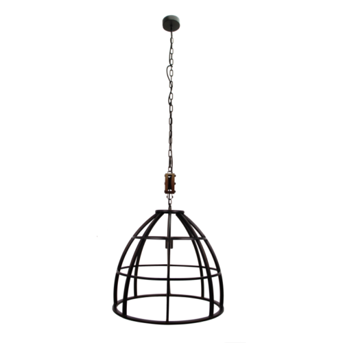 Chericoni Aperto hanglamp, Ø60 cm, zwart met hout, 1 lichts, geschikt voor eigentijdse interieurs.