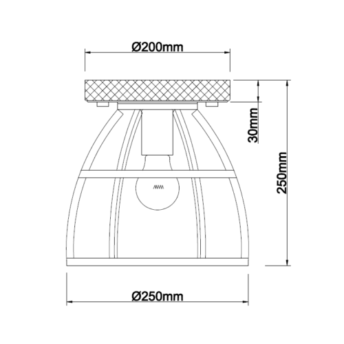 Minimalistische Chericoni Aperto zwarte plafondlamp met E27 fitting, Ø25 cm