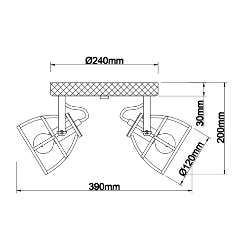 Compacte Chericoni Aperto plafondspot, zwart design, 2 lichts, Ø12 cm, ideaal voor functionele verlichting.