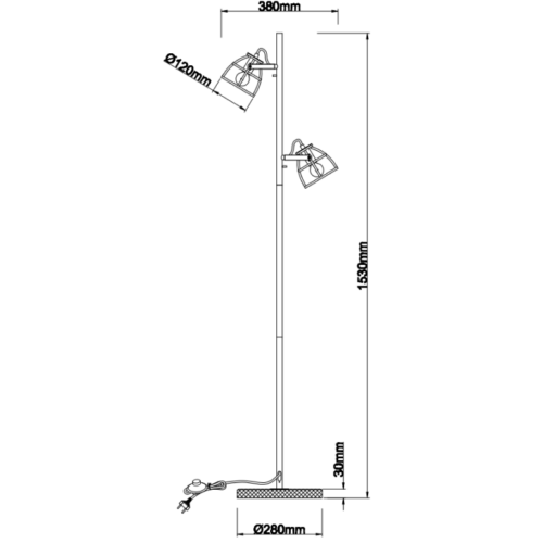 Aperto Vloerlamp - 2 lichts - 153 cm - Zwart