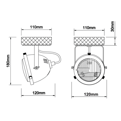 Black steel Bella spot – Ø12 cm – stijlvol en industrieel