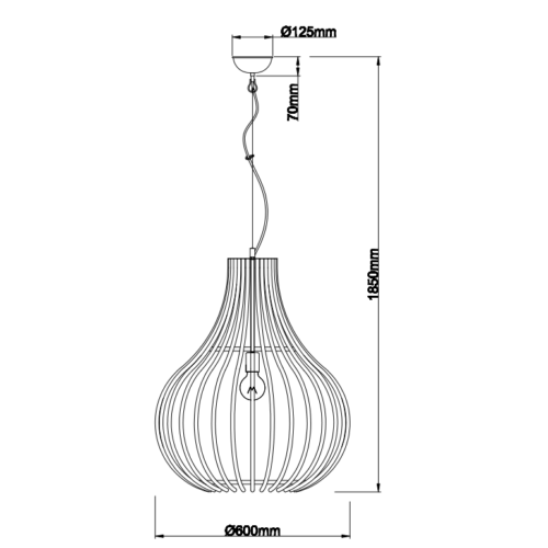 Chericoni Goccia Ø60 cm: robuuste metalen hanglamp in het zwart. Perfect voor boven de eettafel of in hoge ruimtes.