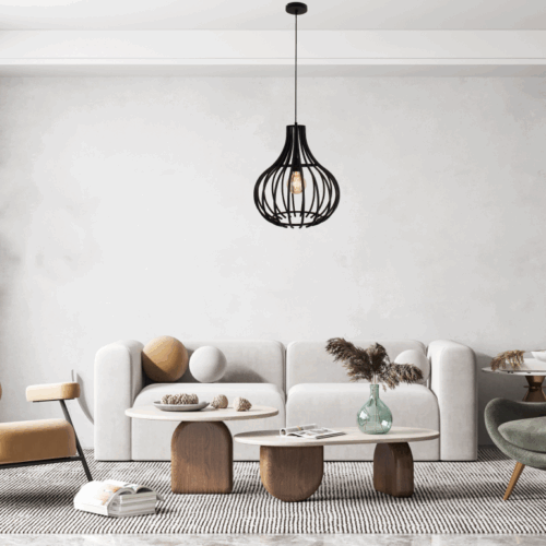 Chericoni Goccia Ø40 cm: elegante zwarte hanglamp van metaal met één lichtpunt. Tijdloos en sfeervol.