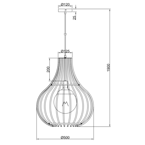 Zwarte Goccia hanglamp Ø50 cm met industrieel design. Gemaakt van metaal en geschikt voor E27 lichtbronnen.