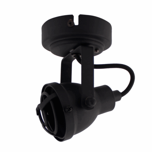 Zwarte plafondspot Ø7 cm van Chericoni. Eén GU10 lichtpunt in industrieel design.