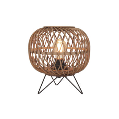 Natuurlijke charme: de Nature Diagonaal tafellamp van bamboe (Ø25 cm) brengt warmte en sfeer in elk interieur.