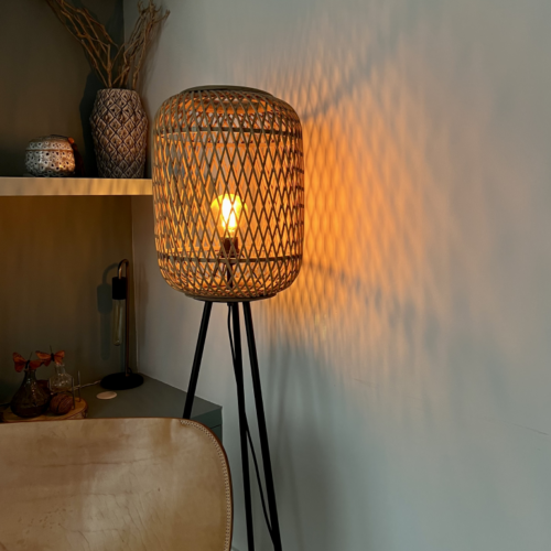 Stijlvolle Chericoni Nature Diagonaal Vloerlamp, Ø32 cm, bamboe hout, 1-lichts.