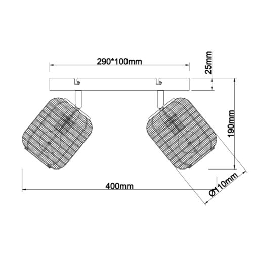 Chericoni 2-lichts plafondspot van bamboe en jute. Ø11 cm, Japandi stijl en E14 fitting.
