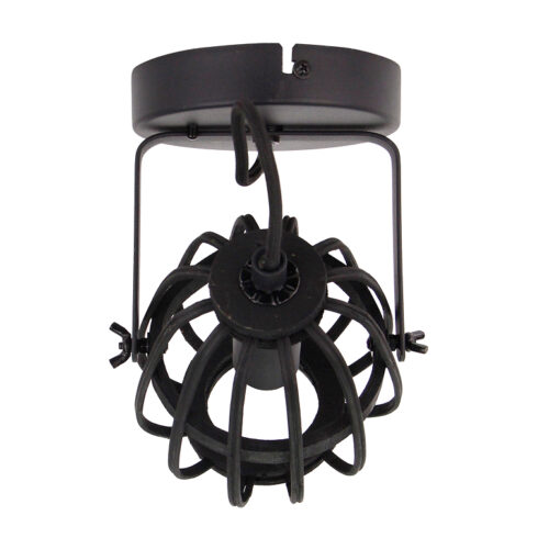 Chericoni Nature Trapeze plafondspot – 1-lichts met zwarte kap en houten detail