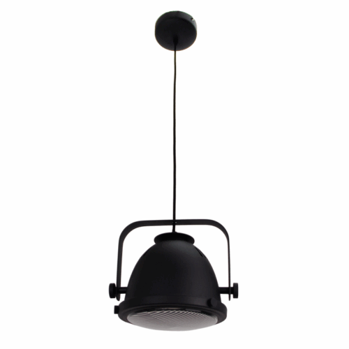 Detail van de matzwarte kap en ophangsnoer van de Nero hanglamp