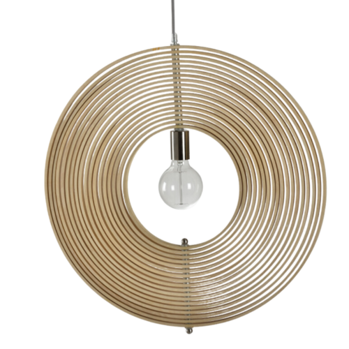 Chericoni Ring Hanglamp Ø 60 cm, 1 lichts E27 fitting, uitgevoerd in natuurhout, perfect voor het creëren van een eigentijdse en sfeervolle ambiance in elke ruimte