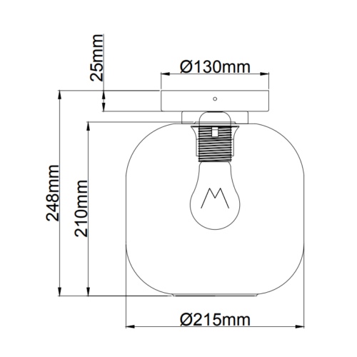 Chericoni Specchio Ø 21 cm plafondlamp, uitgevoerd in glas, met een E27 fitting voor een sfeervol interieur.