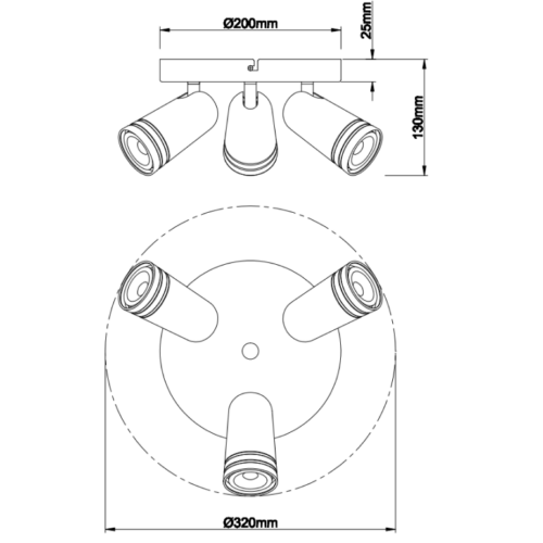 Chericoni Spero witte spotlamp met Ø6 cm diameter en 3 stijlvolle lichtpunten