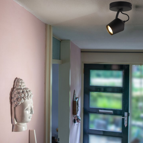 Zwarte plafondspot Chericoni Tavola, geschikt voor GU10 lampen, met een tijdloos en functioneel design.