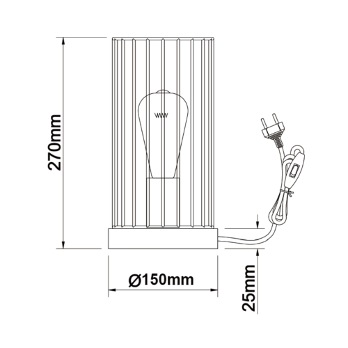 Chericoni Tavola tafellamp in zwart, 1 lichts met E27 fitting, Ø15 cm, uitgevoerd in een compact en modern design.