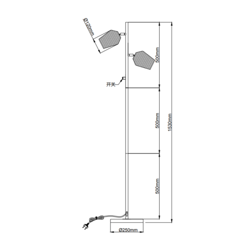 Chericoni Tavola vloerlamp in zwart, 2 lichts met E27 fitting, voor een luxe en moderne verlichting.