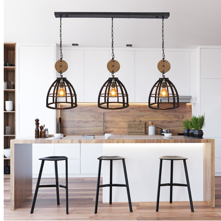 Chericoni Aperto hanglamp met 3 lichtpunten, Ø34 cm, E27 fitting, zwart design, ideaal voor een moderne en stijlvolle inrichting.