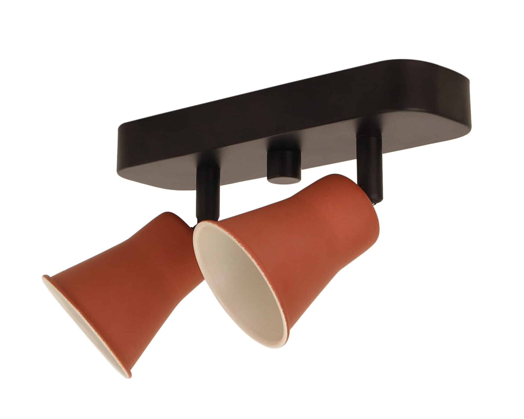 Rode plafondspot Chericoni Lisa, 2-lichts design met een hoogte van 12 cm.