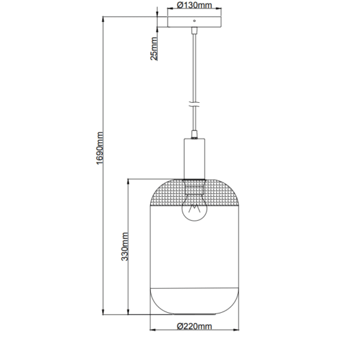 Specchio Opaco Hanglamp - 1 Lichts - 33 cm