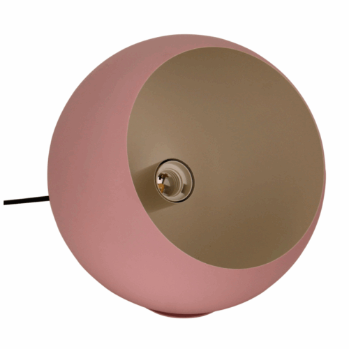De Occhio tafellamp Ø25 cm in roze: speels Italiaans design van Nederlandse makelij, uitgevoerd in stevig metaal.