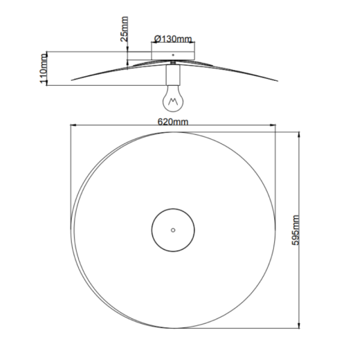 Elegante Chericoni Piatto plafondlamp, zwart, 1 lichts, met E27 fitting, perfect voor een strak en modern interieur.