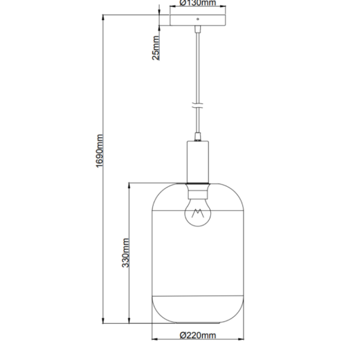 Hanglamp Chericoni Specchio Ø 22 cm, 1 lichts, met E27 fitting en een verfijnde glazen uitstraling.