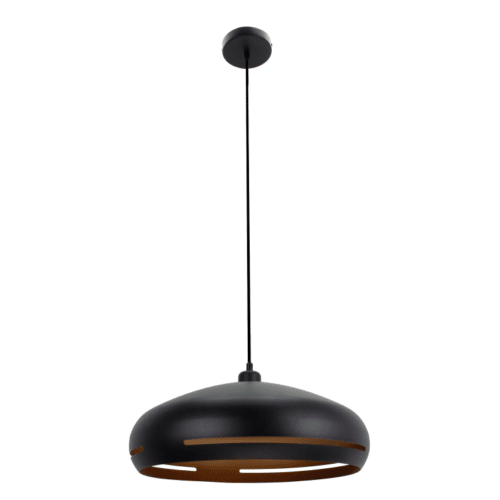 Chericoni Striscia Hanglamp Ø 45 cm, 1 lichts met E27 fitting, ontworpen in een chique zwart-goud combinatie.