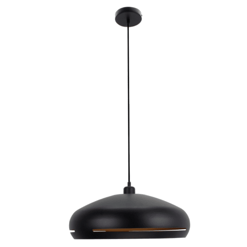 Stijlvolle Chericoni Striscia Hanglamp Ø 45 cm, uitgevoerd in zwart en goud, perfect voor een eigentijds interieur.