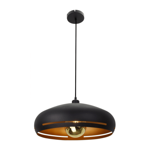 Chericoni Striscia Hanglamp Ø 45 cm, 1 lichts met E27 fitting, uitgevoerd in een luxe zwart met goud design.