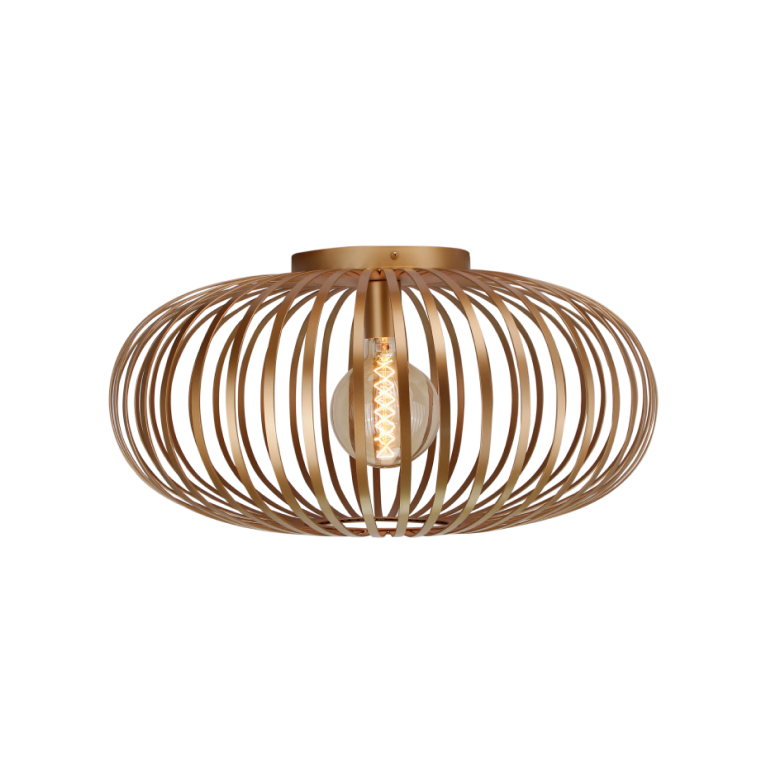 Curvato plafondlamp, goud, Ø60 cm. Elegant 1-lichts design voor een luxe uitstraling en sfeervolle verlichting in grote ruimtes.