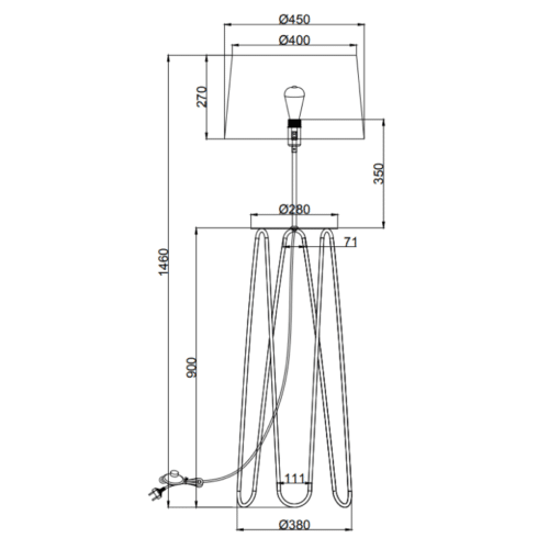 Arezzo Vloerlamp - 1 lichts - Zwart