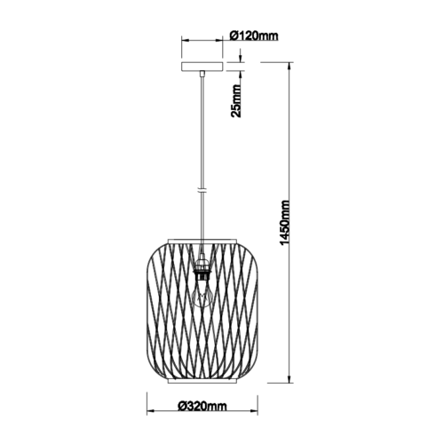 Stijlvolle Chericoni Nature Diagonaal hanglamp, Ø32 cm, natuur hout, 1-lichts.