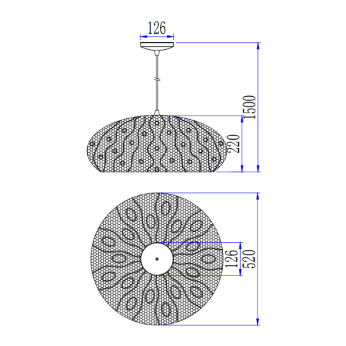 Chericoni Strisce hanglamp, Ø52 cm, zwart met E27 fitting, een modern ontwerp voor diverse ruimtes.