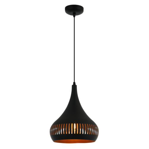 Minimalistische Chericoni Strisce hanglamp, Ø25 cm, zwart design met E27 fitting, een verfijnde keuze voor elke kamer.