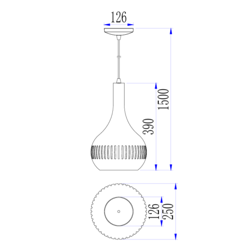 Zwarte Chericoni Strisce hanglamp, Ø25 cm, met E27 fitting, een eigentijdse oplossing voor stijlvolle verlichting.